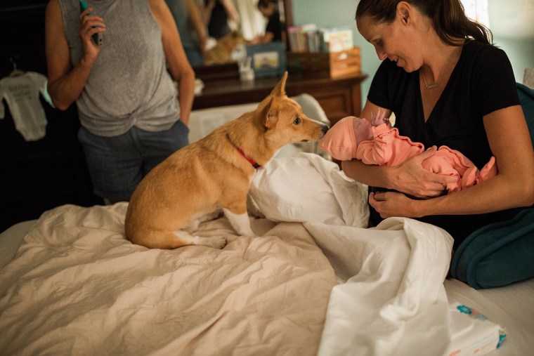 Ellington says her family-of-five is adjusting well, and Ranger is loving his new role as big brother.