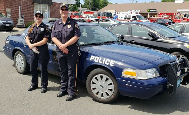 Image: Officer Krysten Scapin and Interim Police Chief Roberta Sarnacki in July 2018