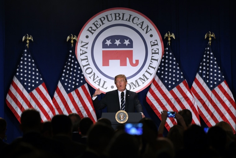 President Donald Trump speaks at the Republican National Committee