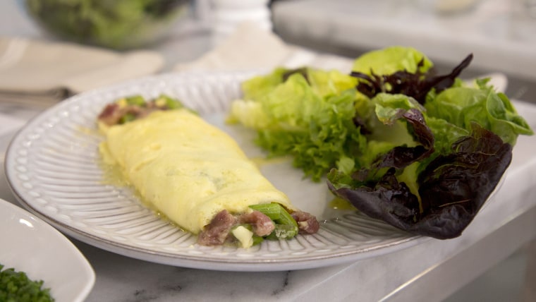 Mark Straussman's Asparagus, Prosciutto and Parmesan Omelet + Chopped Chicken Salad with Balsamic Dressing