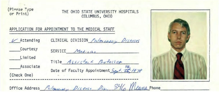 An Ohio State University 1978 employment application information for Dr. Richard Strauss