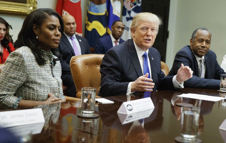 Trump and Manigault Newman in the Roosevelt Room of the White House