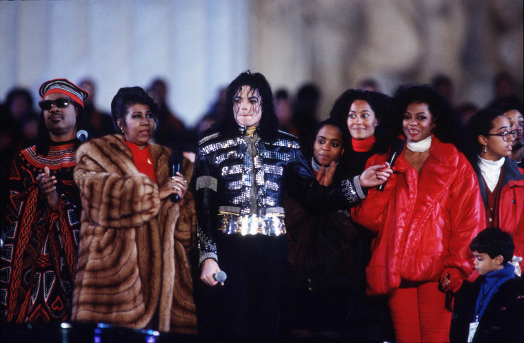 Image: Franklin, Stevie Wonder, Michael Jackson and Diana Ross celebrate President Bill Clinton's inauguration