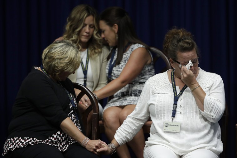 Image: Victims of clergy sexual abuse and their family members react on Wednesday