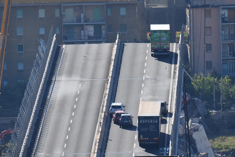 Image: Collapsed bridge in Genoa, Italy
