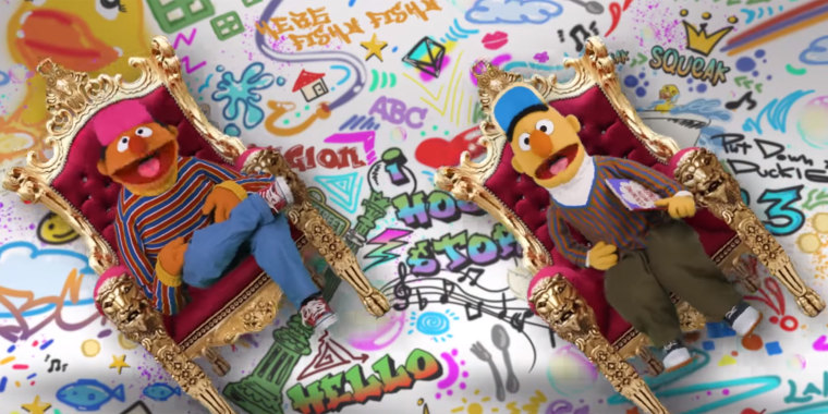Bert and Ernie make parody of "Fresh Prince" intro