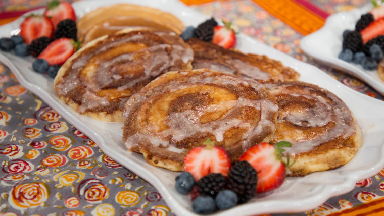Chloe Coscarelli's Cinnamon Roll Pancakes + Banana Doughnuts with Maple Glaze