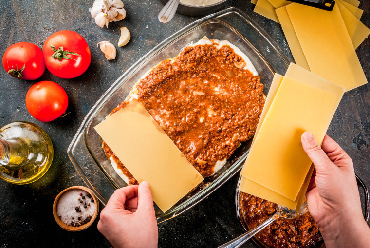 Layer the lasagna noodles