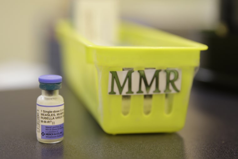 Measles vaccine is shown on a countertop