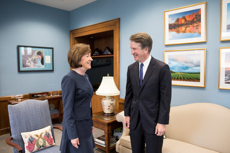 Image: Supreme Court nominee Brett Kavanaugh meets with Sen. Susan Collins on capitol hill in Washington