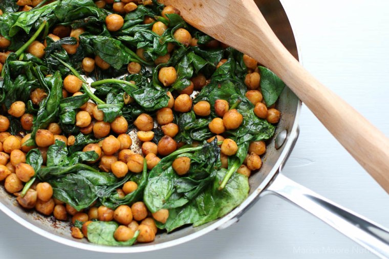 This recipe for Smoky Chickpeas with Spinach delivers a protein and fiber fix in ten minutes flat.