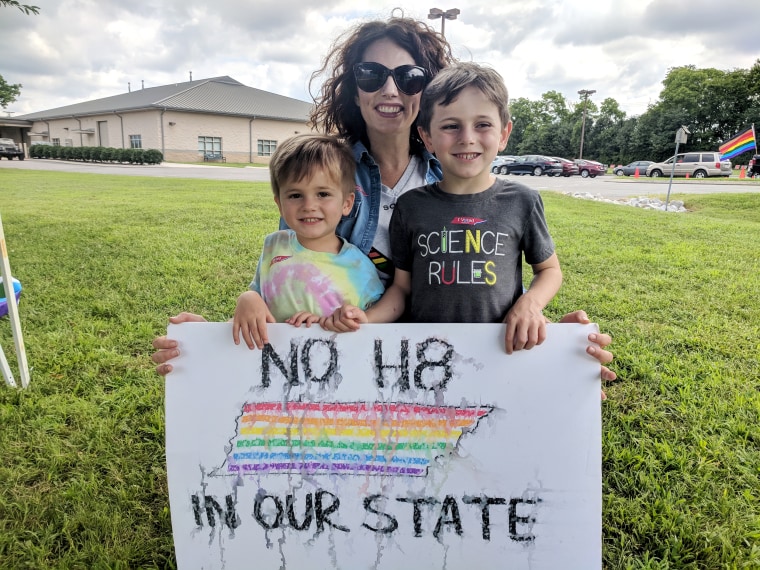 Taylor Lyons, co-founder of Chattanooga Moms for Social Justice, and her two sons.