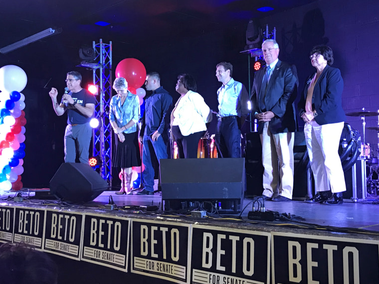 Texas' Democratic candidates stand onstage at an Aug. 17, 2018 rally
