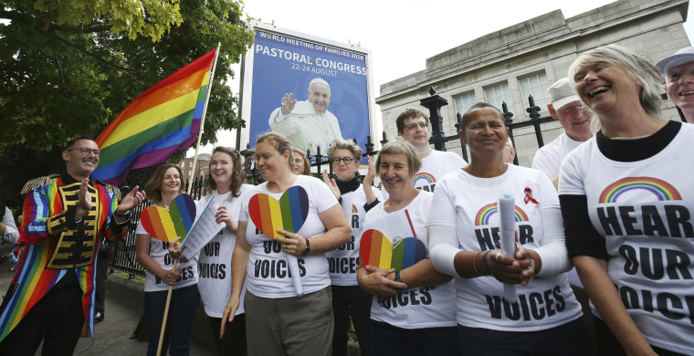 Image: An LGBT choir protests in Dublin, Ireland
