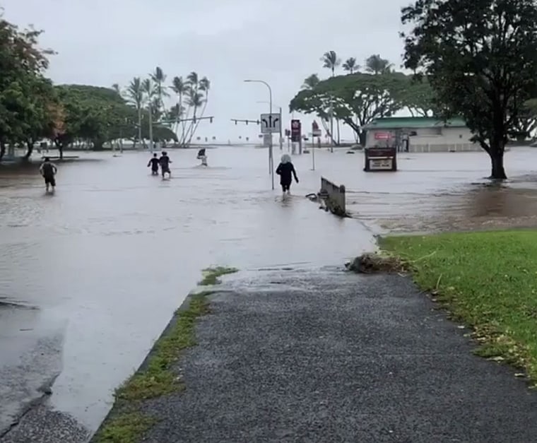 Flooding in Hilo, Hawaii on Aug. 23,  2018.