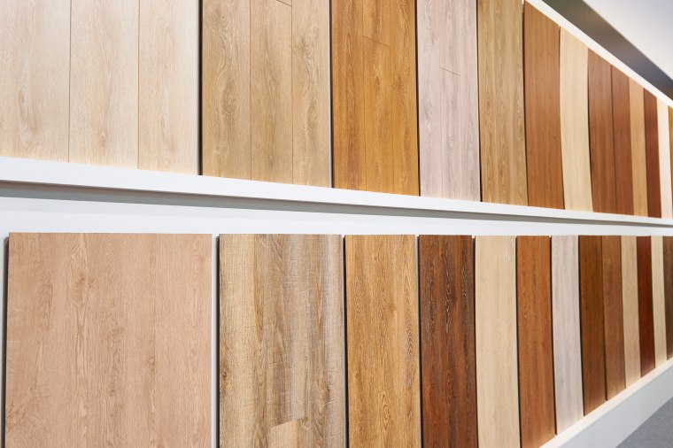 Decorative wooden panels on walls in store