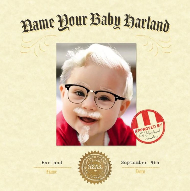 KFC is offering to pay parents who name their kid Harlan