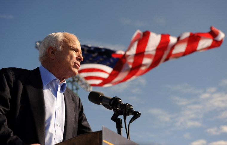 Image: McCain speaks at a campaign rally in 2008