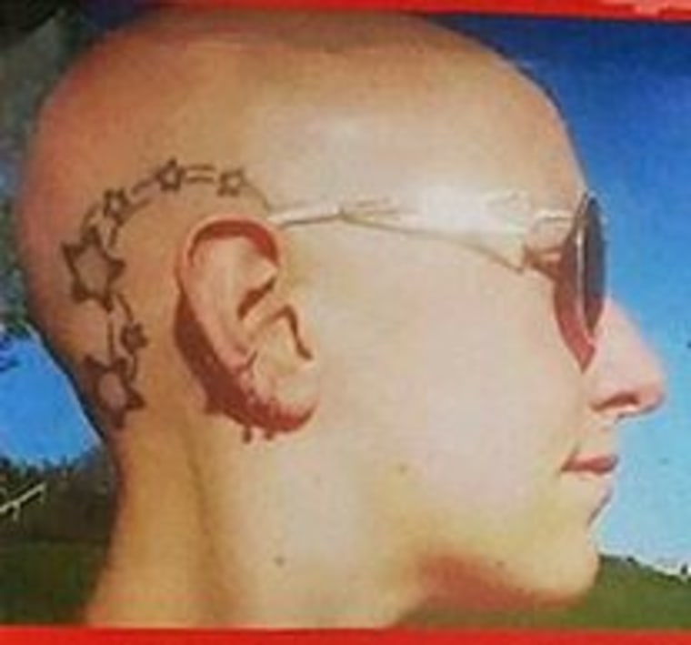 Samantha Sayers' head tattoo.