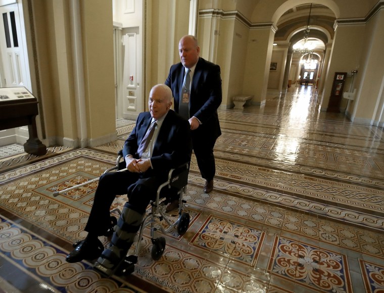 Image: Senator John McCain To Stop Care For Brain Cancer U.S. Senate Debates Tax Reform Bill