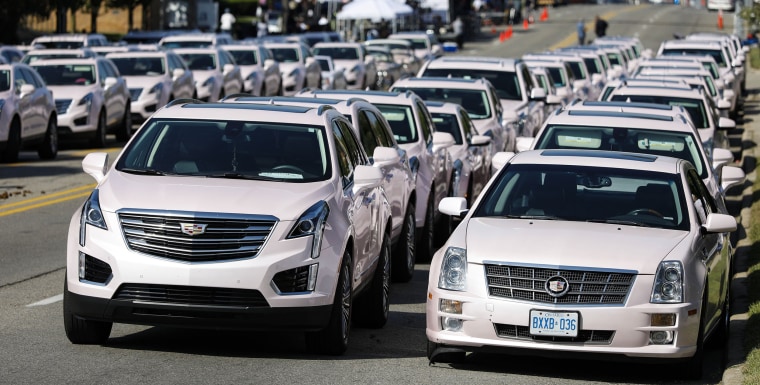 Image: Pink Cadillacs Aretha Franklin funeral