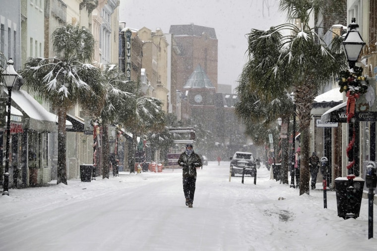 Image: Snow in King Street in Charleston, S.C.,