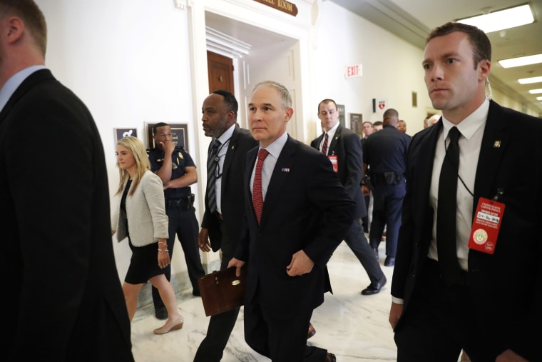 Image: Environmental Protection Agency Administrator Scott Pruitt arrives to the House Energy and Commerce subcommittee hearing on Capitol Hill in Washington, April 26, 2018.