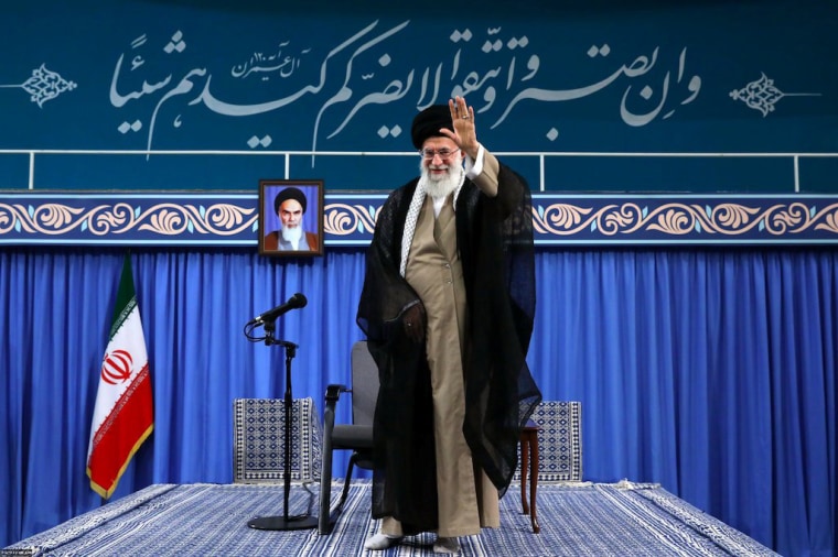 Image: Iran's Supreme Leader Ayatollah Ali Khamenei is seen at the Hussayniyeh of Imam Khomeini in Tehran