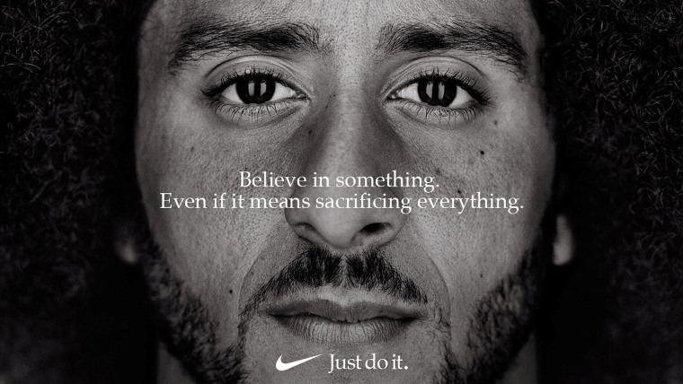 Image: Colin Kaepernick appears as a face of Nike Inc advertisement marking the 30th anniversary of its \"Just Do It\" slogan