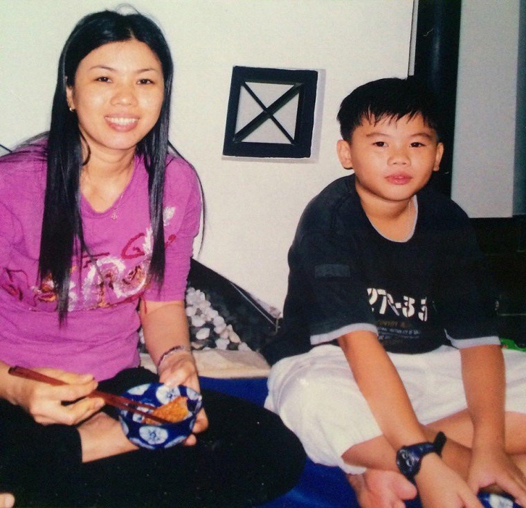 Khoa Tong with his mother Phuong Nguyen in an undated family photo taken when they lived together in Dong Nai, Vietnam.