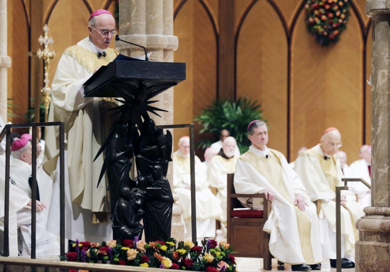 Archbishop Carlo Maria Vigano reads the Apostolic Mandate during the Installation Mass of Archbishop Blase Cupich at Holy Name Cathedral, in Chicago