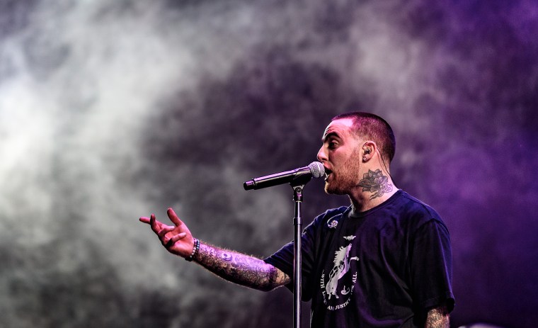 Musician Mac Miller performs onstage at the Sahara tent during day 1 of the Coachella Valley Music And Arts Festival