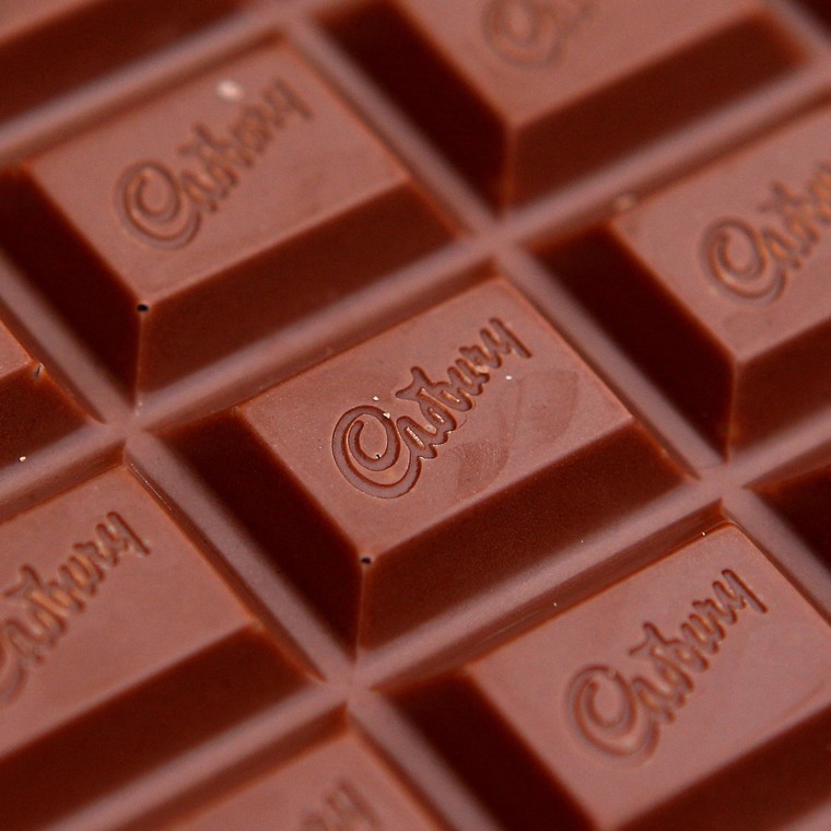 Image: FILE PHOTO: The Cadbury name is seen on a bar of Dairy Milk chocolate