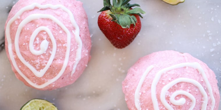 Strawberry margarita cream-filled donuts