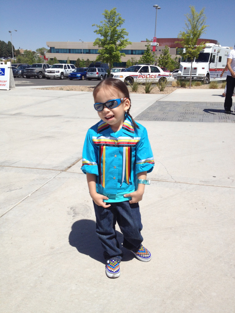 Charlene Holy Bear's son Justus at Gathering of Nations