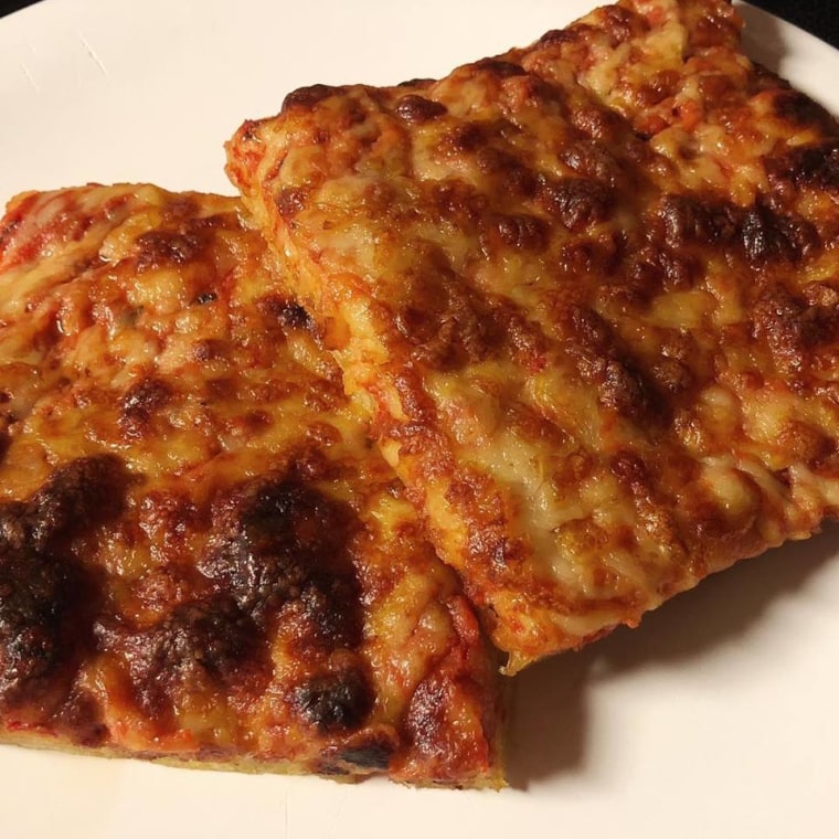 Squares of pizza at Parziale's Bakery in boston