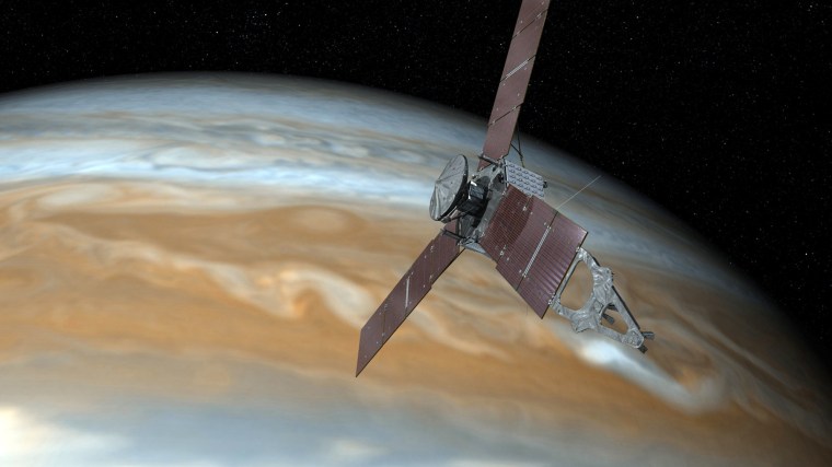 Image: Juno spacecraft making one of its close passes over Jupiter