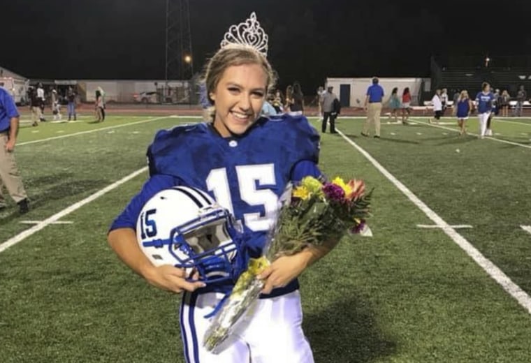 Ocean Springs High School's Kaylee Foster was crowned homecoming queen before the football game where she kicked the winning field goal to lead her team to victory.