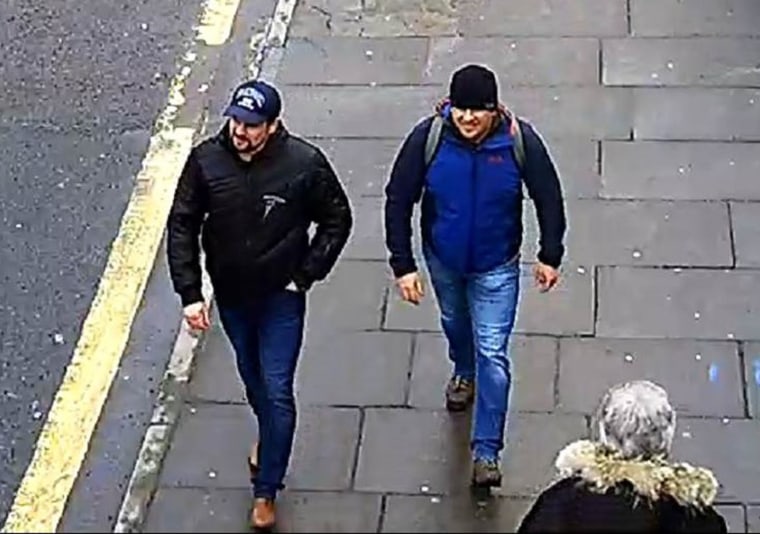 Image: Alexander Petrov and Ruslan Boshirov are shown in a still from surveillance video in Salisbury 