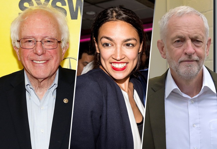 Image: Bernie Sanders, Alexandria Ocasio-Cortez, Jeremy Corbyn