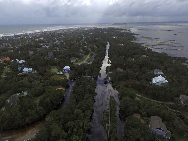 Image: Coast Guard Road leading to the south end of Emerald Isle is seen after Hurricane Florence hit Emerald Isle