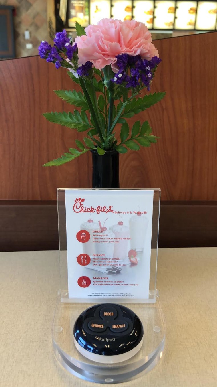 Chick-fil-A push button makes table side service a piece of cake (or chicken).