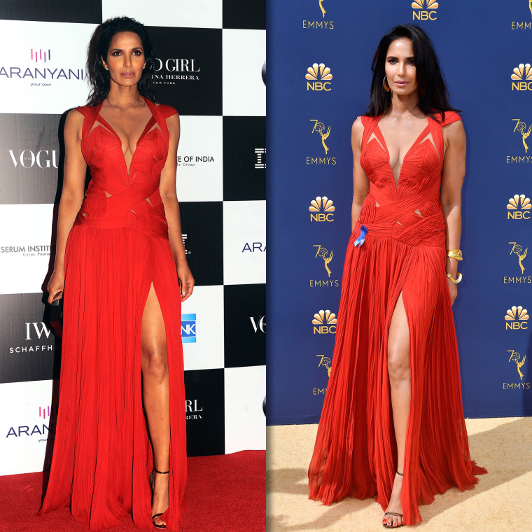 Padma Lakshmi looks stylish as she steps out in fuzzy red jacket