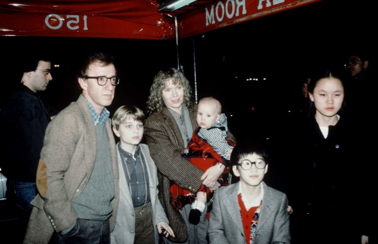Image: Woody Allen with Mia Farrow and children, including Soon-Yi Previn