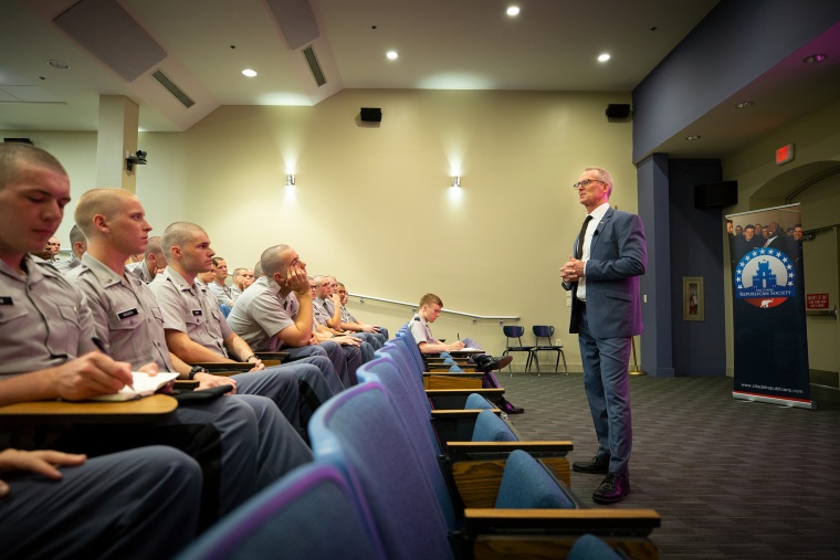 In his talk to the cadets in the Citadel in Charleston, South Carolina, Bob Inglis tells them to love and to believe, and cross the aisle to work with the other side.