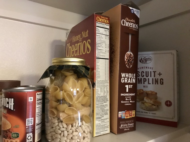 cereal boxes in pantry