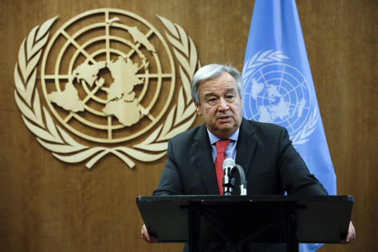Image: United Nations Secretary-General Antonio Guterres addresses the media