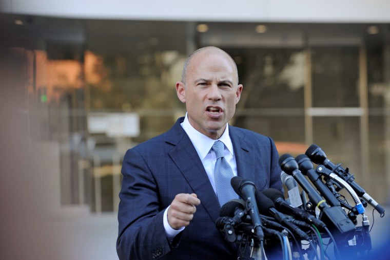 Image: Avenatti speaks to the media outside the U.S. District Court for the Central District of California in Los Angeles