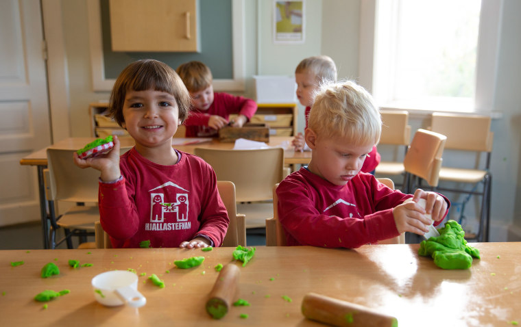 Image: Boys play the Laufasborg kindergarten