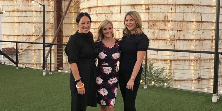 Joanna Gaines, Reese Witherspoon and Jenna Bush Hager, at the event for Witherspoon's new book, Whiskey in a Teacup.